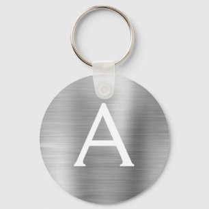 Luxury Silver Faux Stainless Steel Monogram Key Ring