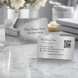Luxury Silver Foil Cleaning Service Business Card