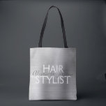 Luxury Silver Foil Hair Stylist Supplies Tote Bag<br><div class="desc">Luxury Silver Foil Hair Stylist beauty supplies bag for scissors,  shampoo or other salon supplies. The business contact name and profession can be changed to be used for any type of business. Please contact the designer for additional matching items.</div>