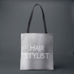Luxury Silver Foil Hair Stylist Supplies Tote Bag<br><div class="desc">Luxury Silver Foil Hair Stylist beauty supplies bag for scissors,  shampoo or other salon supplies. The business contact name and profession can be changed to be used for any type of business. Please contact the designer for additional matching items.</div>