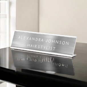 Luxury Silver Foil Modern Business Desk Name Plate