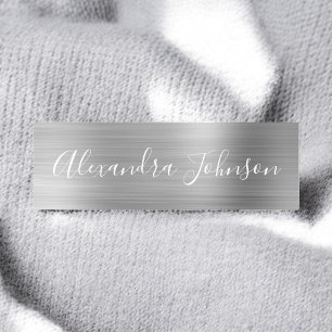 Luxury Silver Foil Modern Name Tag
