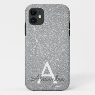 Luxury Silver Glitter and Sparkle Monogram Case-Mate iPhone Case