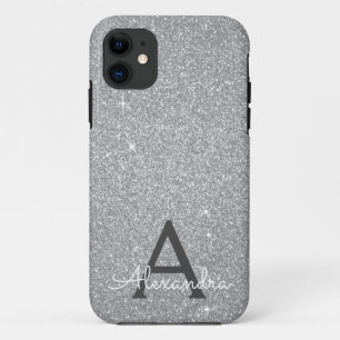 Luxury Silver Glitter and Sparkle Monogram Case-Mate iPhone Case