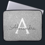 Luxury Silver Glitter and Sparkle Monogram Laptop Sleeve<br><div class="desc">Luxury Silver Faux Glitter and Sparkle Elegant Monogram Case. This case can be customised to include your initial and first name.</div>