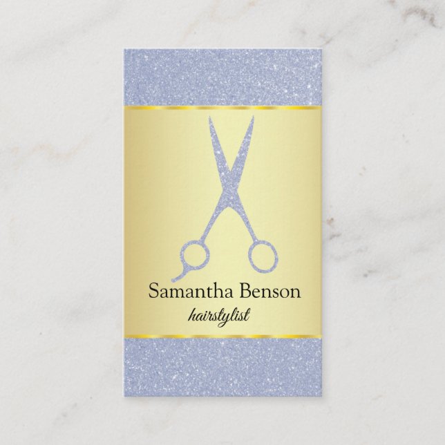 Luxury Silver Glitter Hair Stylist Appointment Business Card (Front)
