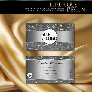 Luxury Silver Glitter Luminous Sparkle Stars Logo Business Card