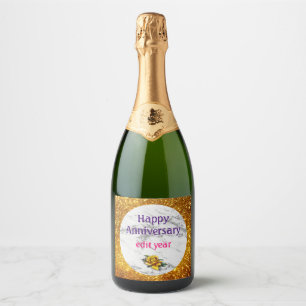 Luxury Silver Glitter Marble Customise Sparkling Wine Label