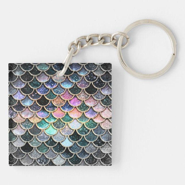 Luxury silver Glitter Mermaid Scales Key Ring (Back)