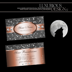 Luxury Silver Glitter Rose Gold Sparkle Diamonds Business Card