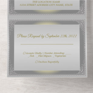 Luxury silver gold ornate border  all in one invitation