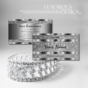Luxury Silver Luminous Glitter Stars Professional Business Card
