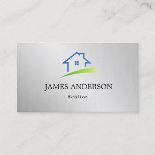 Luxury Silver Metallic Real Estate Agent Business Card