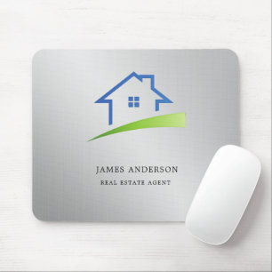 Luxury Silver Metallic Real Estate Agent Business Mouse Pad