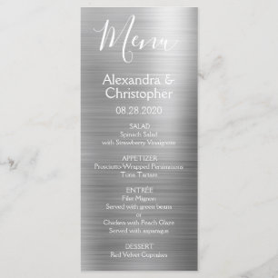 Luxury Silver Modern and Elegant Wedding Menu