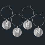 Luxury Silver Modern & Elegant Monogram Wine Charm<br><div class="desc">Luxury Silver Modern and Elegant Monogram Metallic Faux Brushed Metal Wine Charm. These Wine Charms can be customised to include your initial and first name. The Faux Stainless Steel Wine Charms makes a great Bridal Shower, Birthday Party or Bachelorette Party gift for that special person who loves chic modern and...</div>