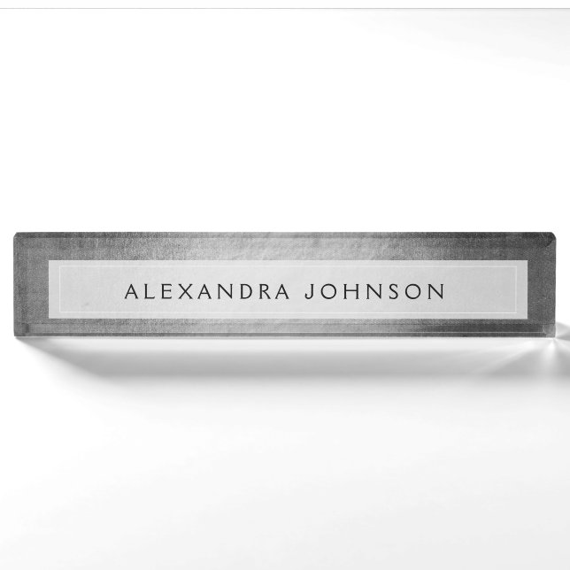 Luxury Silver Professional Foil Modern Nameplate (Front)