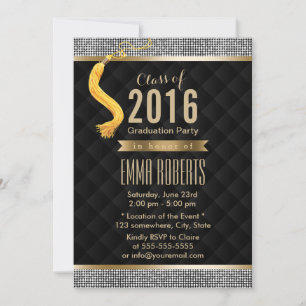 Luxury Silver Sequin Border Modern Graduation Invitation