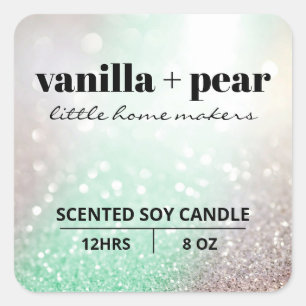 Luxury Silver Shimmer Mint Candle Labels