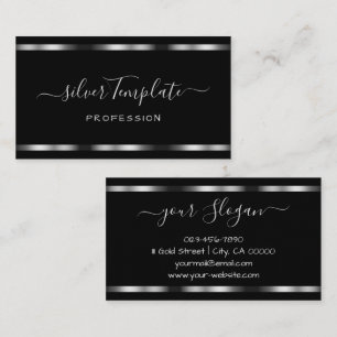Luxury Silver Signature Handlettering Font Chic Business Card