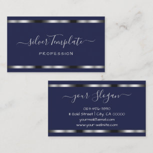 Luxury Silver Signature Handlettering Font Chic Business Card