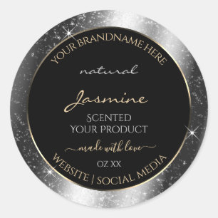 Luxury Silver Sparkle Glitter Frame Product Label
