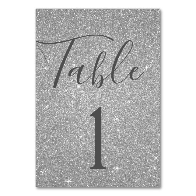 Luxury Silver Sparkle Table Number (Back)