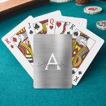 Luxury Silver Stainless Steel Monogram Playing Cards<br><div class="desc">Luxury Silver Faux Metallic Foil Stainless Steel Elegant Monogram Playing Cards. These playing cards can be customised to include your initial and first name and make a great party favour for a birthday party,  bridal shower or bachelorette party.</div>