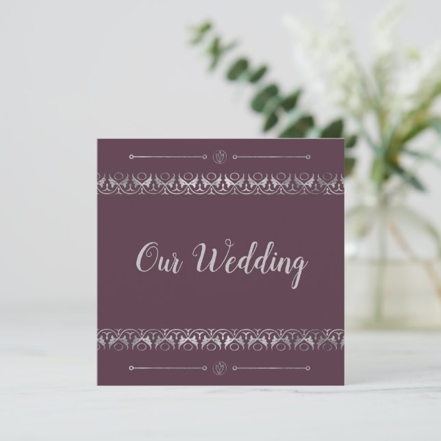 Luxury Silver Wedding Invitation (Standing Front)
