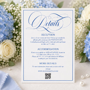 Luxury Simple Blue Wedding Details Enclosure Card