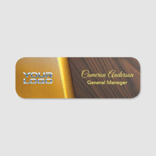 Luxury Simple Wood Gold Vertical Name Tag