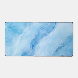 Luxury Sky Blue Marble Abstract Desk Mat