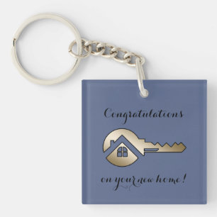 Luxury Slate Blue Gold Key Real Estate Marketing  Ring