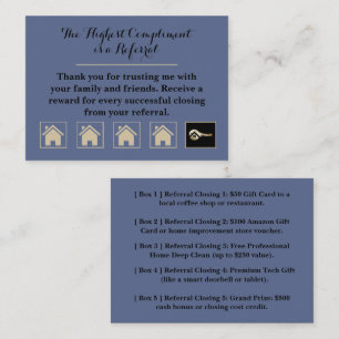 Luxury Slate Blue with Gold Key Real Estate Loyalty Card