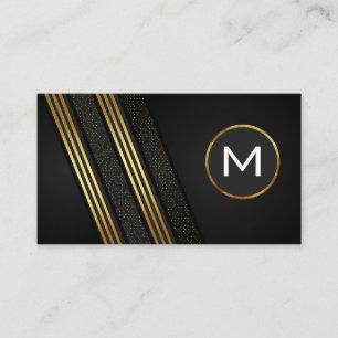 Luxury Sleek Gold Black Striped with Pattern Business Card