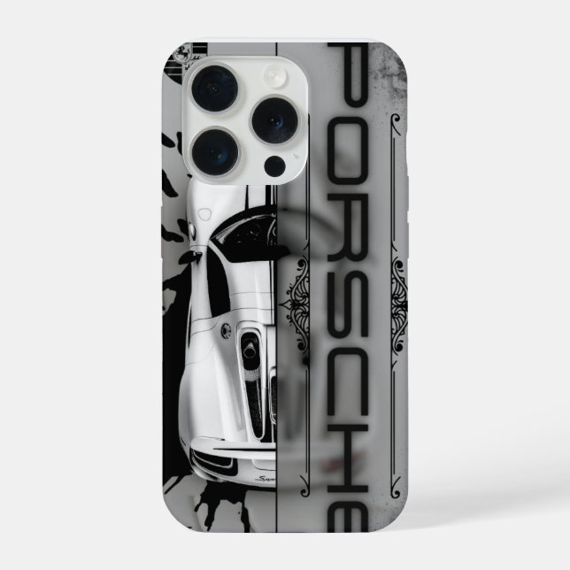 Luxury Sleek Porsche Supercar Grunge Typography  iPhone Case (Back)