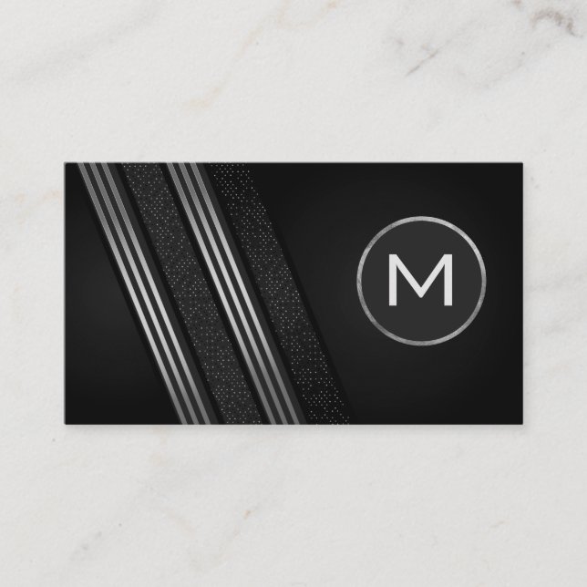 Luxury Sleek Silver Striped with Pattern Business  Card (Front)