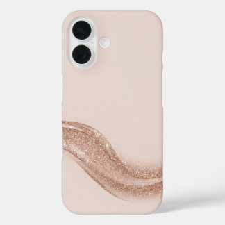 Luxury Soft Blush Matte & Rose Gold Glitter Wave iPhone 16 Case