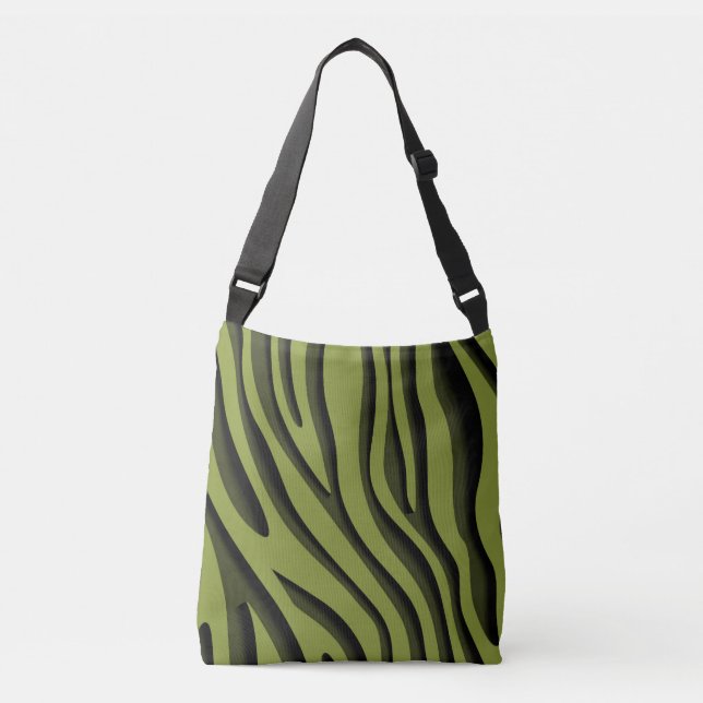 Luxury Soft Green 3D Zebra Wave Crossbody Bag (Front)