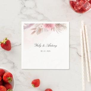 Luxury Soft Pink Floral Cocktail Paper Party Napkin