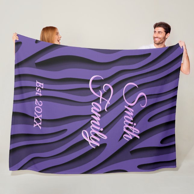 Luxury Soft Purple 3D Zebra Wave Fleece Blanket (In Situ)