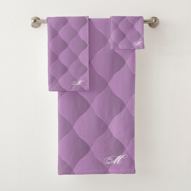 Luxury Soft Purple Monogrammed Customise Bath Towel Set (Insitu)