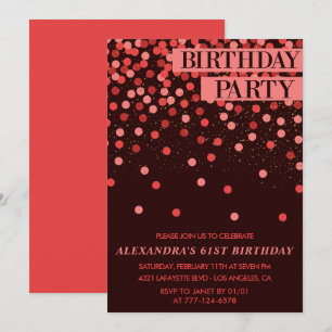 Luxury Sparkle Glitter Confetti 61st birthday Invitation