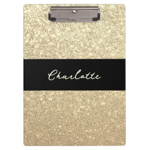 Luxury Sparkle Gold Glitter Name Clipboard
