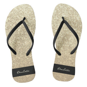 Luxury Sparkle Gold Glitter Name Jandals