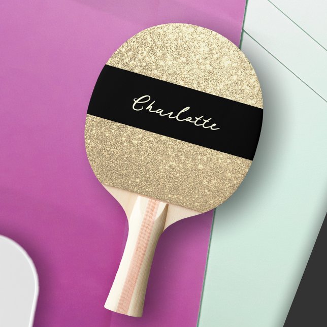 Luxury Sparkle Gold Glitter Name Ping Pong Paddle (Creator Uploaded)