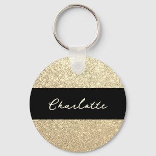 Luxury Sparkle Name Gold Glitter Key Ring