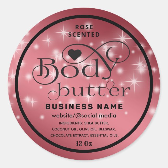 Luxury sparkle script  body butter label (Front)