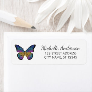 Luxury Sparkling Glitter Butterfly Return Address 