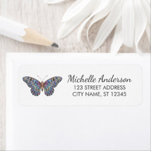 Luxury Sparkling Glitter Butterfly Return Address 